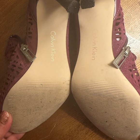 Calvin Klein Purple Mix Peep Toe Cuban Heel Zip Up Heels Size 6.5 - Picture 11 of 16